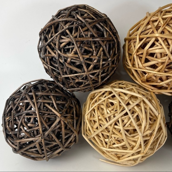 5 Large Rattan Wicker Decorative Balls Spheres - Picture 8 of 10